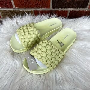 Maurices Bright Green Braided Open Toe Slides Sandals